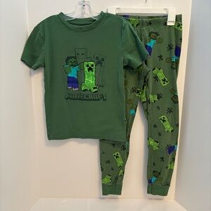 Old Navy Boy's Snug-Fit Minecraft Pajama Set Green Size XL (12)